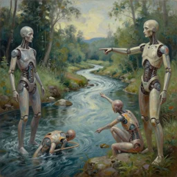 incredulously detailed exponientally detailed various renditions into one oil painting ; a beautiful scanned scenery sonic sanity river of tears scenic pain humanoid automata paint pointing painting painting of never, always an esoteric ecstatic static. art by fkey. trending on artstation!! trending on pixiv!! 4 k 4 k 4 k 4 k.