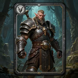 night elf hero, bearded gigachad in armour, d & d barbarian, forest warrior, elden ring boss, powerful male character from warcraft, character portrait, trading card game art, perfectly shaded, extremely detailed, matte, artstation, volumetric lighting, 4 k, game cover art, sharp focus, deserted landscape, ancient stone ruins, art by frank frazetta and artgerm