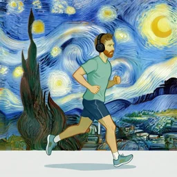 runner with headphones by van gogh