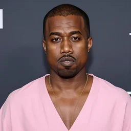 professional portrait of Kanye West wearing a pink dress, 8k, very detailed, very intricate, professional lighting, very detailed face, very realistic face,