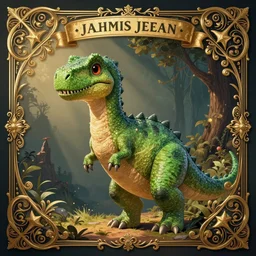a green anthropomorphic dinosaur, art by james jean, adorable and whimsical, digital illustration, ornate detail