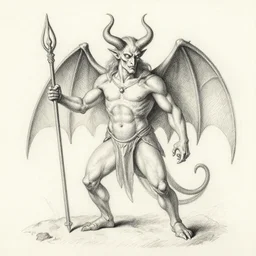 pencil sketch of the demon exortus found in dictionnaire infernal