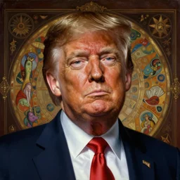 hyper realistic painting of the donald trump, detailed and perfect face, perfect and proportional body, in the style of wayne barlowe, gustav moreau, qoward, gaston bussiere and roberto ferri, santiago caruso, and austin osman spare, bouguereau, mucha, saturno butto, sorayama occult art, alchemical diagram