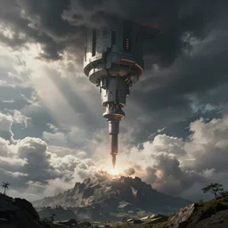 a drill that would pierce the heavens, scifi concept art