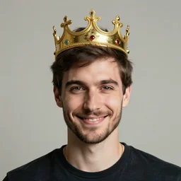 man with a crown, smirk