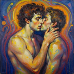 a man being overcome by love, ( psychedelic dripping color ), detailed painting by painting by man ray and pablo amaringo david normal