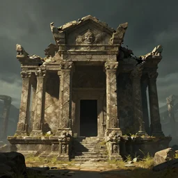 ruined temple, digital art from archeage