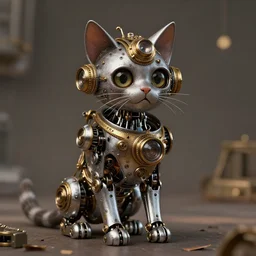 a steampunk robotic cat