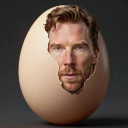 benedict cumberbatch is an egg, highly detailed, extremely high quality, hd, 4 k, 8 k, professional photographer, 4 0 mp, lifelike, top - rated, award winning, realistic, detailed lighting, detailed shadows, sharp, no blur, edited, corrected, trending