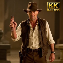 Terry A Davis as indiana jones in raiders of the lost ark, 8k resolution, full HD, cinematic lighting, award winning, anatomically correct