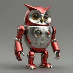 adventurer ( ( ( ( ( 1 9 5 0 s retro future robot android owl. muted colors. ) ) ) ) ) by jean baptiste monge!!!!!!!!!!!!!!!!!!!!!!!!! chrome red