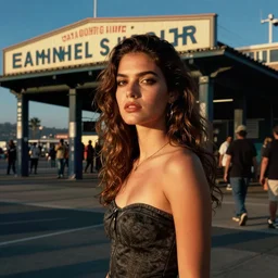 street photography of gorgeous model girl on Santa Monica peer By Emmanuel Lubezki
