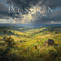 fantasy book cover painting, dramatic shot of a lively landscape in the country, wallpaper, 4k, prismatic, by Ross Tran