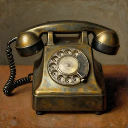 a 1 5 th century medieval oil painting of a rotary phone. high quality scan