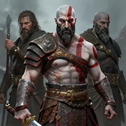 a highly detailed beautiful portrait of alexander skarsgard kratos hybrid god of war, by gregory manchess, james gurney, james jean, octane, fantasy