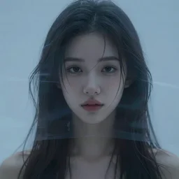 a beautiful young girl, mysterious, transparent