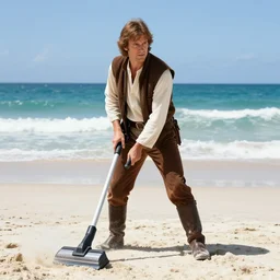 Anakin Skywalker!!!, vacuuming on a beach