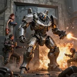 pennington sibylla merian james gurney artgerm bilibin malevich, zorn, dahl, harris, rocha, shinkawa, combat mech combat zone fpv unreal engine 5 dop breaching a door, gunfire, explosions, eviscerated enemies, hyperrealism photo - realistic lifelike hyperdetailed dzo olivier victo ngai photography