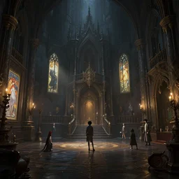 a room in a dark castle, stephen bliss, unreal engine, fantasy art by greg rutkowski, loish, rhads, ferdinand knab, makoto shinkai and lois van baarle, ilya kuvshinov, rossdraws, tom bagshaw, alphonse mucha, global illumination, radiant light, detailed and intricate environment
