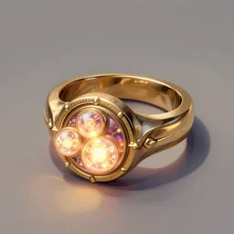 Magical ring with three glowing orbs on its front face, fantasy d&d magic item, display item, art by Donato Giancola and James Gurney, digital art, trending on artstation