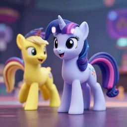 wide angle, my little pony in real life, photograph, octane render, professional, high quality, dof, bokeh, action, fight club
