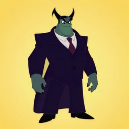 cthulhu wearing suit, yellow background, disney movie poster style, animation