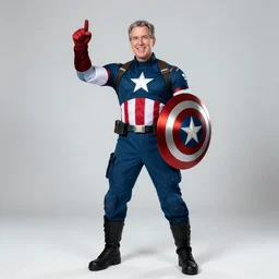 george w bush cosplaying as captain america, thumbs up, mission accomplished, dragoncon, flash photography, full length, full resolution, 3 5 mm, f / 2. 8