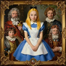 highly detailed character portrait, painting of alice in wonderland, rococo and baroque style deco, 8 k, hd, trending on artstation, by greg rutkowski moebius and artgrem, ross tran, by wally wood and studio ghibli, by ernst haeckel