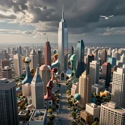 biomorphic post maximalist city, hyperrealistic illustration masterpiece, lee madgwick jason limon, dramatic lighting, long shot, wide angle, uhd 8 k, sharp focus