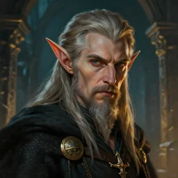 dungeons and dragons elf wizard character closeup portrait, dramatic light, dungeon background, 2 0 0 mm focal length, painted by stanley lau, painted by greg rutkowski, painted by stanley artgerm, brom, digital art, trending on artstation