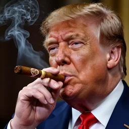 a high detail photo of donald trump smoking a cigarrette, subject= donald trump, subject detail: extremly detailed, subject action: smoking a cigar, photorealism, dramatic lighting, award winning photograph, trending on artstation