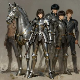 portrait full body girl metal armor and metal horse poses by gaston bussiere, greg rutkowski, yoji shinkawa, yoshitaka amano, tsutomu nihei, donato giancola, tim hildebrandt, digital painting, trending on artstation, featured on pixiv, cinematic composition, 8 k
