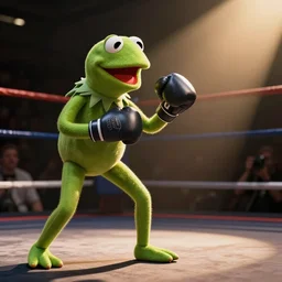 ringside photo of kermit the frog boxing
