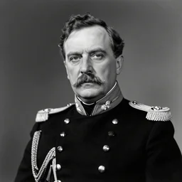 portrait of Otto von Bismarck in uniform, by Cecil Beaton , glamorous Hollywood style lighting, black and white, photorealistic