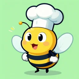 cartoon art of a bee wearing chef's hat