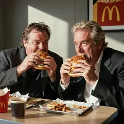 jeffrey epstein and fat al eating a hamburger at mcdonalds
