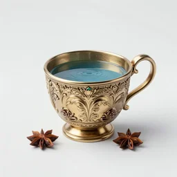 extendable anise diorama an immense gigantic ornated iron cup with a lake inside, water in excess droping by, boats, castle, sunset, volumetric light, godrays, gediminas pranckevicius