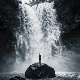 zen, waterfall, black ink