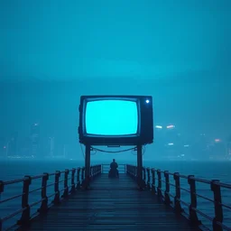 sky the color of television tuned to a dead channel, over a pier, chiba city, cyberpunk, william gibson, unreal engine 5