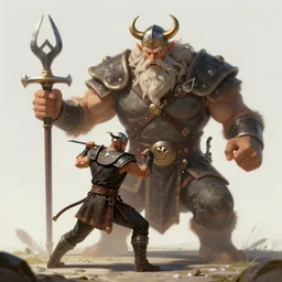 viking fighting against a giant, whimsical, fantasy, elegant, digital painting, artstation, unreal engine, octane render, concept art, matte, sharp focus, vibrant colors, high contrast, illustration, art by justin gerard