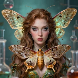 a ( man personified as a chemist moth ), beauty portrait, fantasy chemistry, digital art by krenz cushart, laurie greasly, wlop, artgerm, intricate, highly detailed, sharp focus, smooth, epic composition, joyful, unreal engine