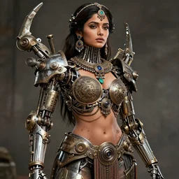bollywood goddess, ornate, mechanical, concept art, gritty, sharp focus, high detail, hd, by alex grey