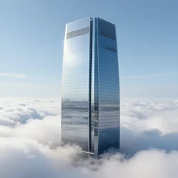 glass skyscraper resting on clouds, highly detailed, trending on artstation, symbolism, surrealism, art