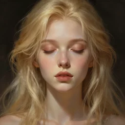 portrait of a young female human with blonde hair and light skin closed eyes fantasy artwork epic detailed and intricate digital painting trending on artstation by wlop octane render
