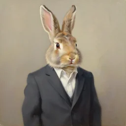 oil painting of a bunny in a suit