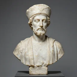 a statue of a man with a hat by taravat jalali farahani, pixabay, qajar art, marble sculpture, academic art, creative commons attribution