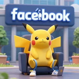 pokemon that looks like mark zuckerberg sitting in front of facebook hq, trending on artstation unrealengine 4k award winning highly detailed ultra hd