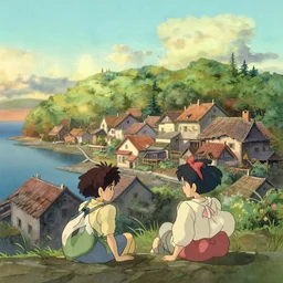 wholesome animation key shot, a seaside village, morning light, studio ghibli, pixar and disney animation, sharp, disney concept art watercolor illustration by mandy jurgens and alphonse mucha and alena aenami, pastel color palette, dramatic lighting