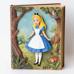 recycled book art of disney's alice in wonderland