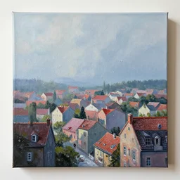 town, painting on canvas, watedrops, water droplets, acrylic painting, acrylic pouring, painting, influencer, artstation - h 8 0 0